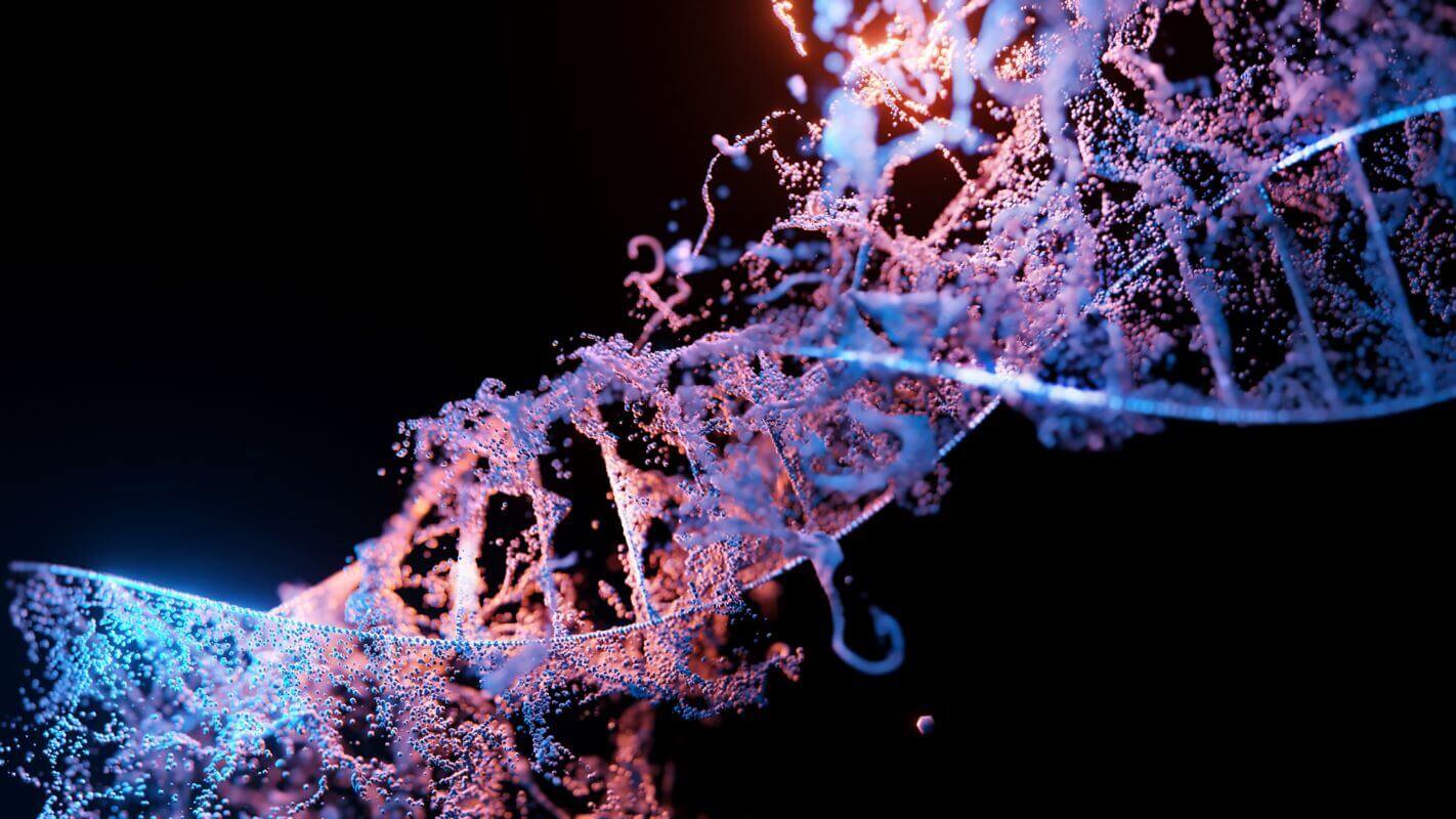 blue and purple dna structure